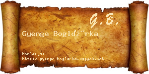 Gyenge Boglárka névjegykártya